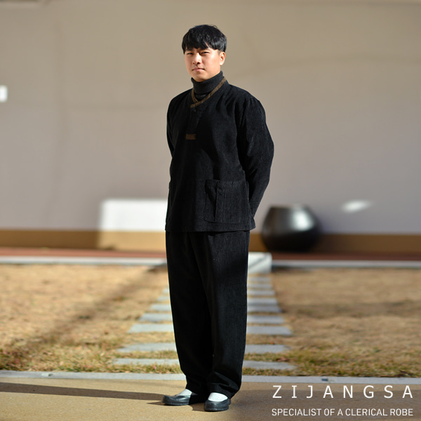 [2558] (남) 골지 티·바지 한벌 / 생활한복 개량한복 법복 절복