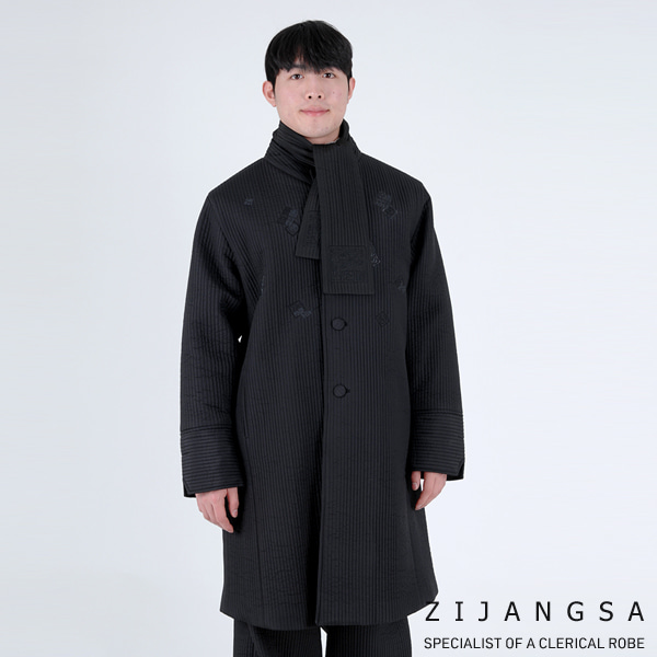 [4528] (남) 무광 물실크 누비 코트 외투 / 생활한복 개량한복 법복 절복