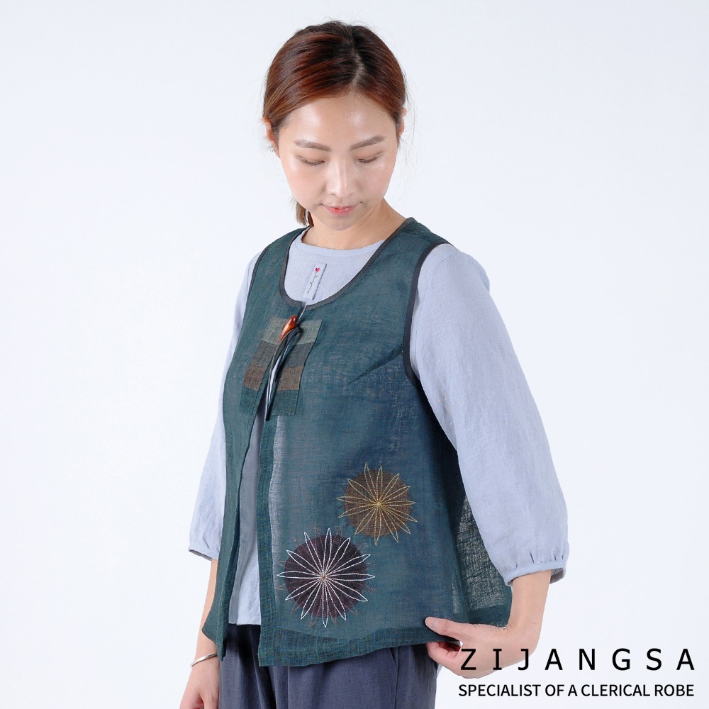 [8121] 삼베 조끼 여자 여성 여름 생활한복 패션한복 절복 법복 지장사