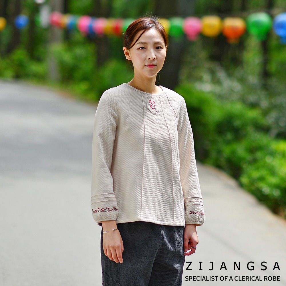 [4164] 엠보 자수 티 여자 여성 여름 생활한복 패션한복 절복 법복 지장사